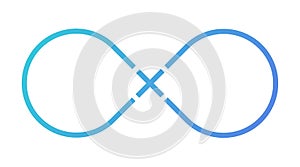 Infinity sign. Plus sign. Blue gradient. Vector isolated