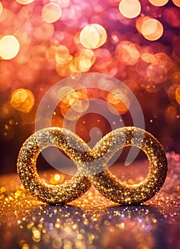 infinity sign on a shiny background. Selective focus.