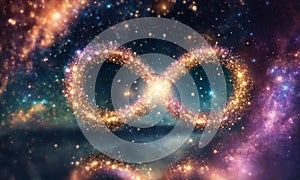 infinity sign on a shiny background. Selective focus.