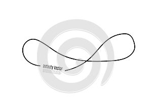 Infinity in solid lines of drawing. Continuous black line. Work flat design. The symbol of infinity of motion.