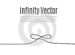 Infinity in solid lines of drawing. Continuous black line. Work flat design. The symbol of infinity of motion.