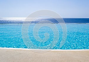 Infinity swimming pool with view on Aegean Sea