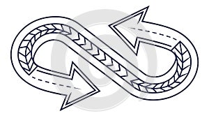 Infinity Symbol with Arrows, Continuous Loop Design, vector design Generative AI