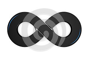 Infinity Symbol - Black 3D Illustration - Isolated On White Background