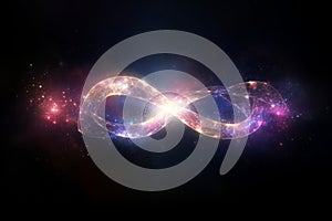 infinity symbol on black background with stars