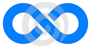 Infinity symbol blue - simple with discontinuation - isolated -