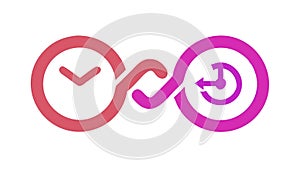 Infinity Symbol with Clock Endless Time Concept, vector design Generative AI