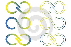 Infinity symbol. Color set of logos infinite. Colorful loops. Bright ribbons. Vector illustration