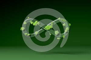 Infinity symbol covered with green plants on green background