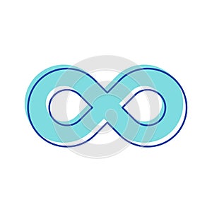 Infinity Symbol. Curve Contour in Shape of Eight Number, Unlimited Cyclicity Label, Thickness Style Loop Isolated