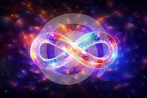 infinity symbol on a dark background with stars