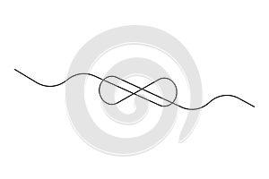 Infinity symbol drawn by one line. Vector illustration. EPS 10.