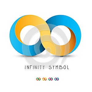 Infinity Symbol. Gold and Blue Endless Icon