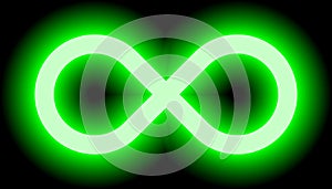 Infinity symbol green light - color tint glow with transparency