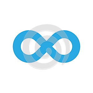 Infinity symbol icon. Representing the concept of infinite, limitless and endless things. Simple blue vector design