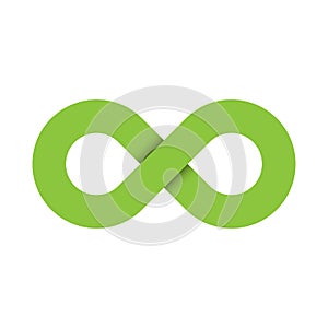 Infinity symbol icon. Representing the concept of infinite, limitless and endless things. Simple green vector design