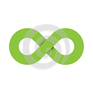 Infinity symbol icon. Representing the concept of infinite, limitless and endless things. Simple green vector design photo