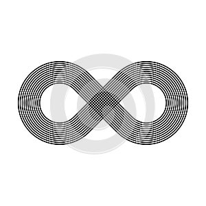 Infinity symbol icon. Representing the concept of infinite, limitless and endless things. Simple multiline vector design