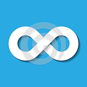 Infinity symbol icon. Representing the concept of infinite, limitless and endless things. Simple white vector design