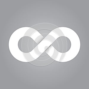 Infinity symbol icon. Representing the concept of infinite, limitless and endless things. Simple white vector design