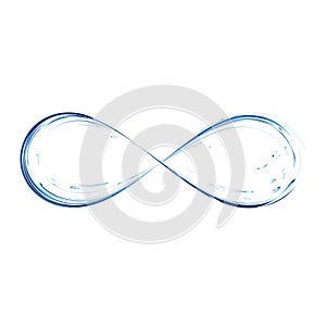 Infinity symbol icon vector. Blue water splash loop. Aqua as not endless and limitless resource, ecological problem photo