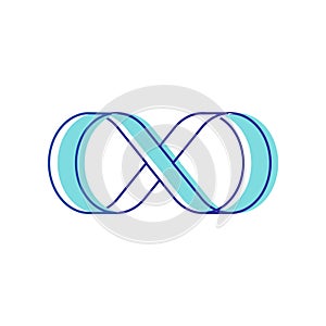 Infinity Symbol Isolated on White Background. Blue Contoured Thickness Style Symbol of Repetition Unlimited Cyclicity