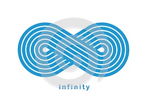 Infinity symbol linear style vector sign isolated on white background, Mobius endless loop line art logo or emblem, forever time