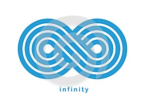 Infinity symbol linear style vector sign isolated on white background, Mobius endless loop line art logo or emblem, forever time