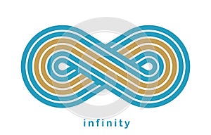 Infinity symbol linear style vector sign isolated on white background, Mobius endless loop line art logo or emblem, forever time