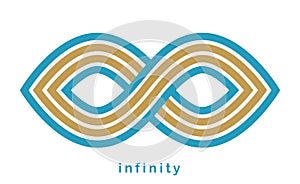 Infinity symbol linear style vector sign isolated on white background, Mobius endless loop line art logo or emblem, forever time