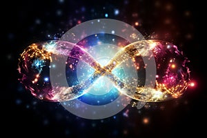 the infinity symbol is made up of colorful lights and stars