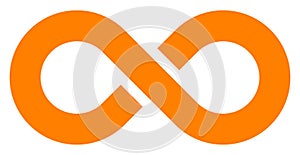 Infinity symbol orange - simple with discontinuation - isolated