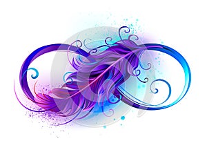 Infinity symbol with purple feather