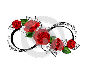 Infinity symbol with red roses photo