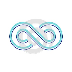 Infinity Symbol of Repetition and Unlimited Cyclicity, Blue Color Symbolic Design Element in Thickness Style