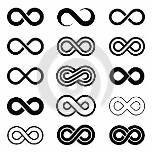 Infinity Symbol Set Diverse Designs Endless Loop Abstract Icons Graphic Elements Vector