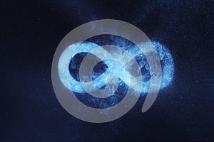 Infinity symbol or sign. Abstract night sky background