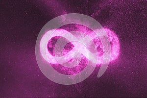 Infinity symbol or sign. Abstract night sky background