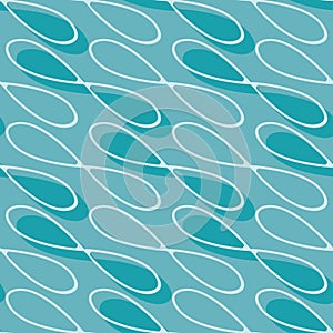 Infinity symbol sign vector seamless pattern background. Aqua blue backdrop with diagonal scribbled loops and