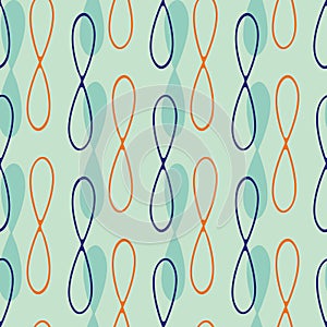 Infinity symbol sign vector seamless pattern background. Geometric backdrop with vertical scribbled loops and