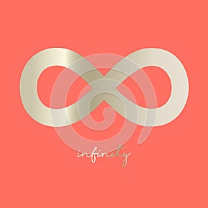 Infinity symbol silver on a Coral color background