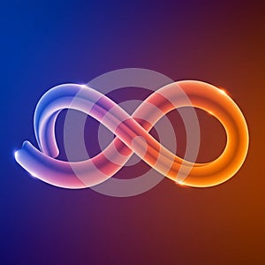 An infinity symbol with a smooth, three-dimensional appearance, blending from blue