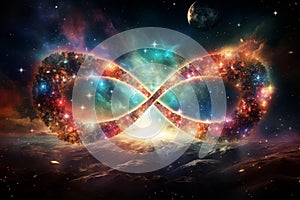 an infinity symbol in space with stars