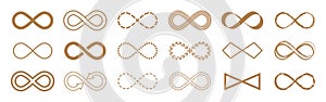 Infinity symbol vector set n white background.