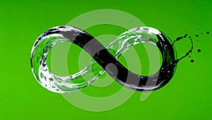 Infinity Symbol of Water and Black Liquid Splash