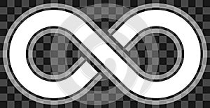 infinity symbol white - outlined with discontinuation and transparency eps 10 - isolated - vector