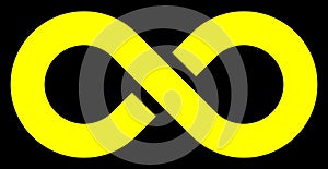Infinity symbol yellow - simple with discontinuation - isolated
