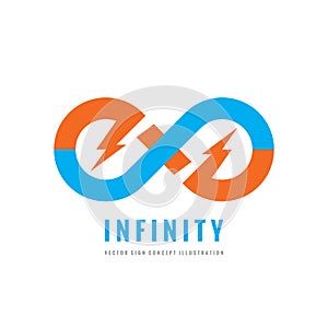 Infinity - vector logo template concept illustration. Abstract shape creative sign and electric ligthning symbol. Design element