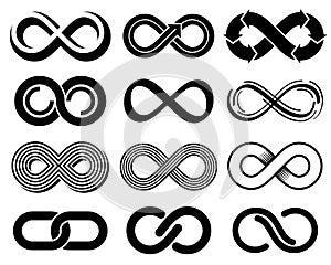 Infinity vector symbols. Mobius loop icons photo