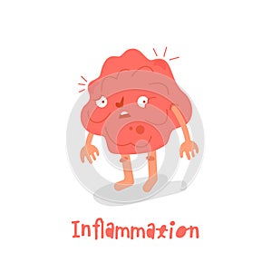 Inflammation, redness. Cartoon character in trendy style. photo